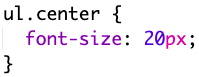 Assuming a class named "center" has been applied to multiple HTML elements on a webpage. Which of the following options can be used to change the font size of only the unordered lists that have been assigned to that class?